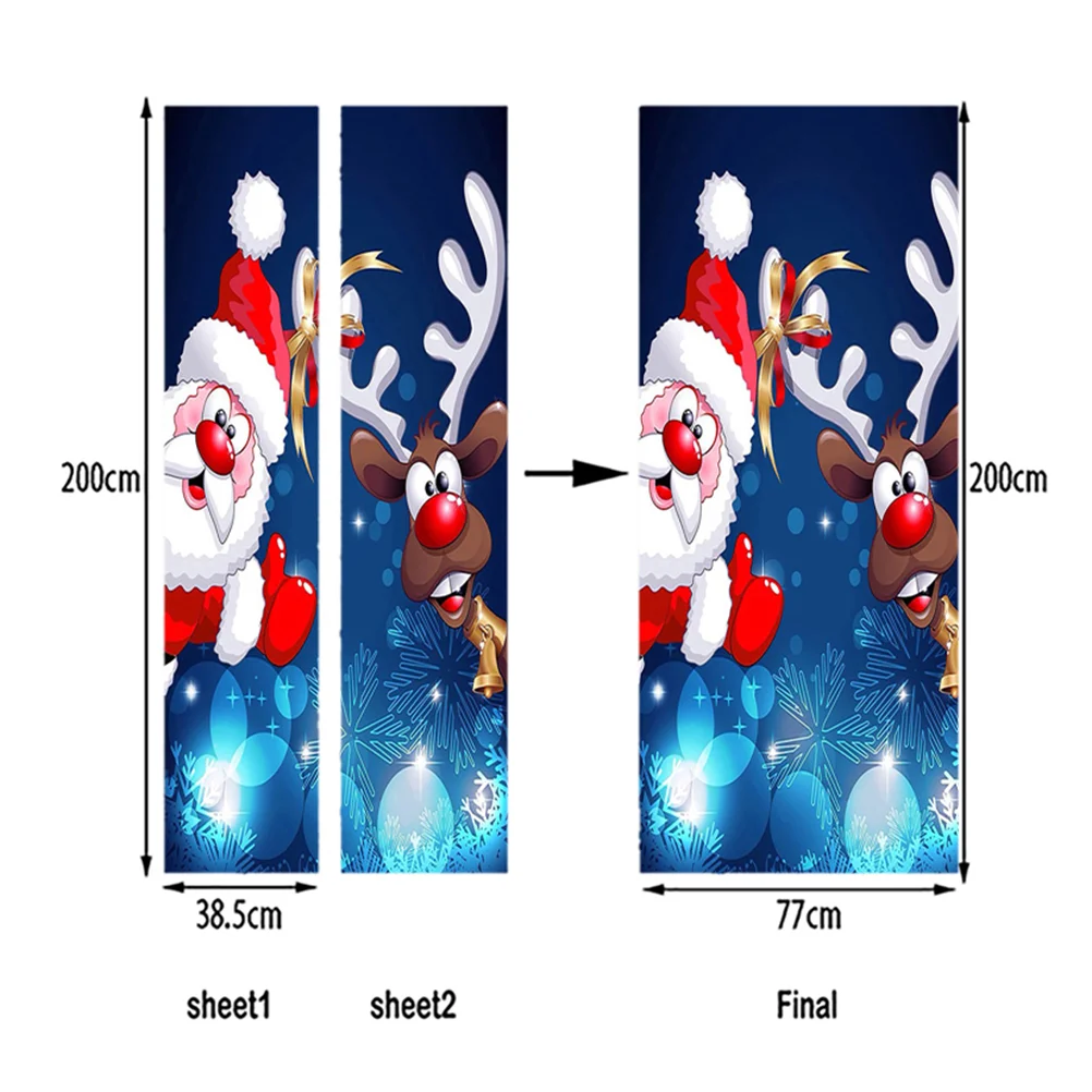 Декоративные наклейки на двери Санта-Клаус олень самоклеящиеся съемные