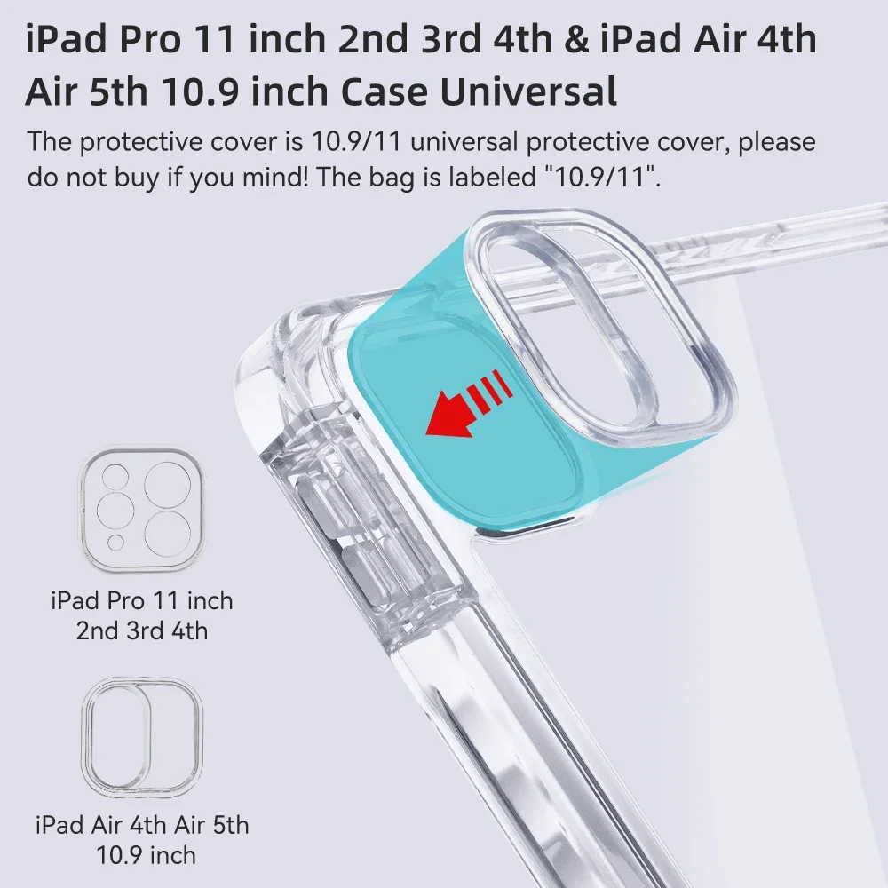 Фото Чехол для iPad Pro 13/11 M4, Air 11/13 M2 M4, для iPad 10-го поколения, Pro 12.9/11, Air 4/5, mini 6, с Y-образной подставкой, акриловый, прозрачный №3