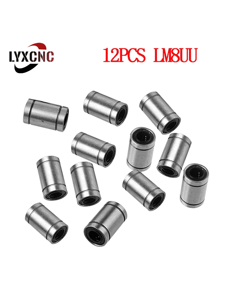 

12PCS LM8UU Linear Ball Bearing 24mm(L)*8mm(ID)*15mm(OD) For CNC Rods Liner Rail Linear Shaft 3D Printer Parts 8mmx15mmx24mm