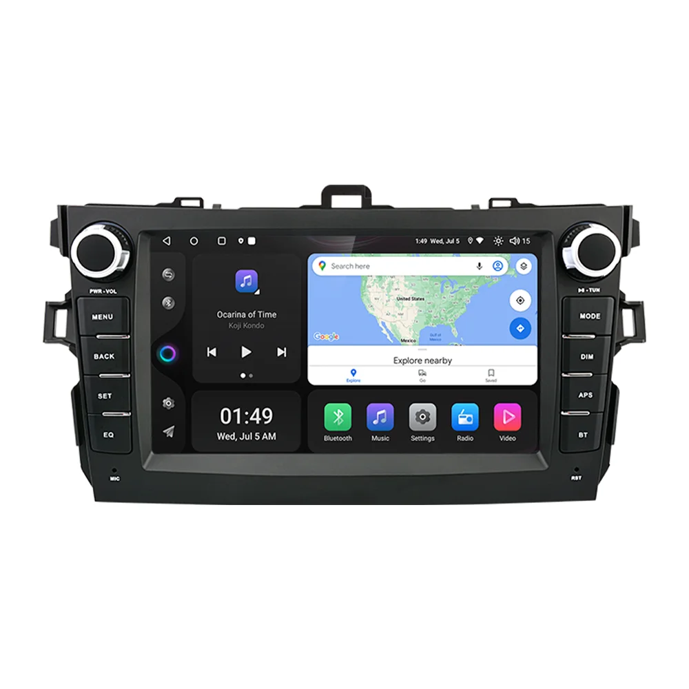 Мультимедийная магнитола Kapud для Toyota Corolla E140 E150 2006-2013 8 дюймов Android 12
