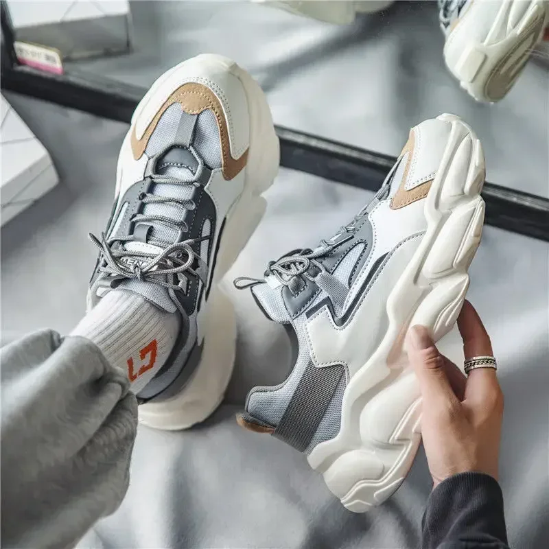 Однотонные массивные кроссовки мужские 2024 модная повседневная дизайнерская