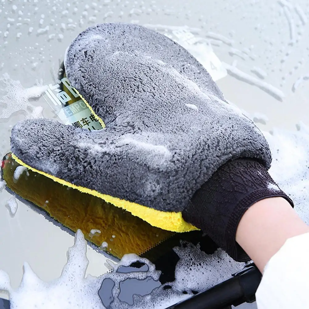 

Перчатки для мытья автомобиля, двусторонние флисовые чистящие искусственные перчатки, салфетки для мытья автомобиля, не для дома, полотенц...