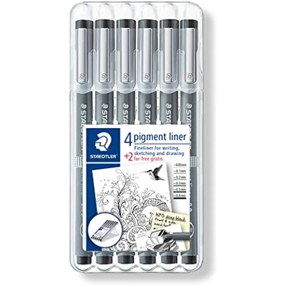 

Пигментный лайнер STAEDTLER, набор для набросков из 6 вкладышей 308 SB6P Lightfast, водонепроницаемый полипропиленовый цилиндр без смазывания чернил
