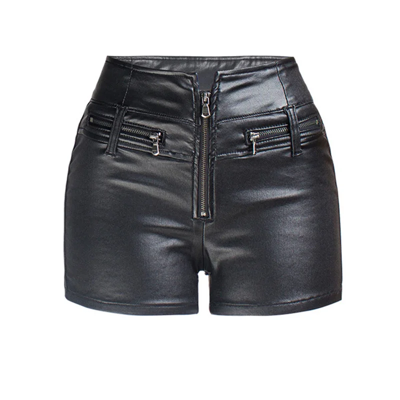 

Женские широкие шорты из ПУ кожи, черные эластичные свободные шорты с высокой талией, весна-лето 2022, J182