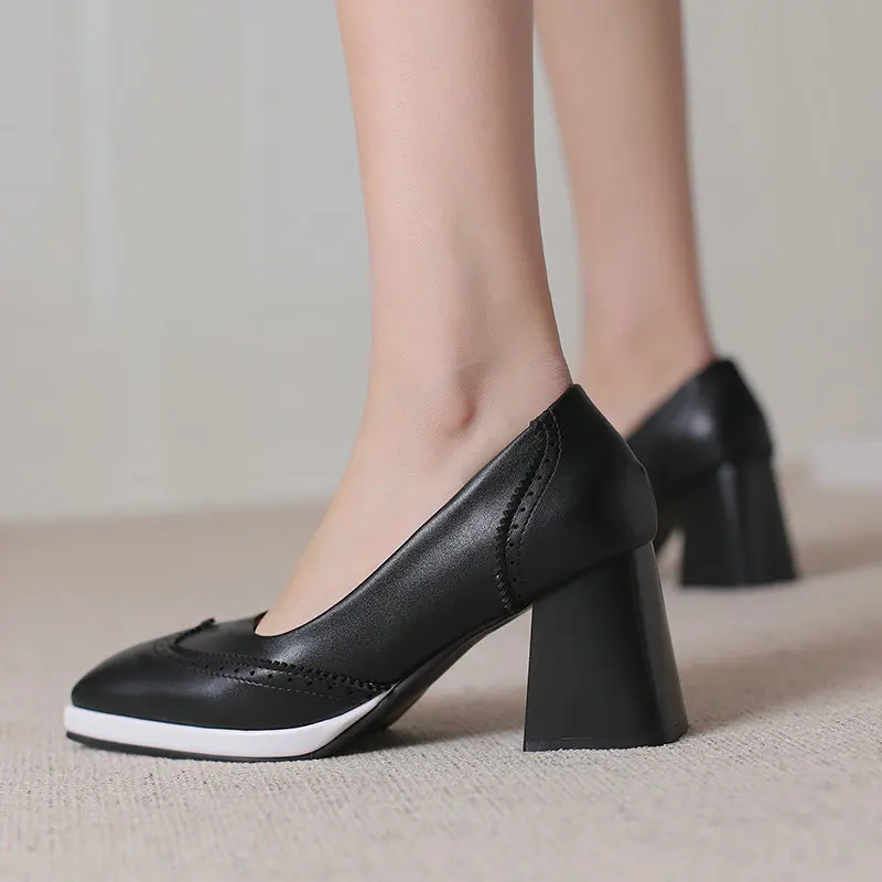 Elegant Women Lolita Pumps Patchwork Slip On Platform Femboy Shoes Chunky Heels Plus Size for Men Crossdresser Sissy