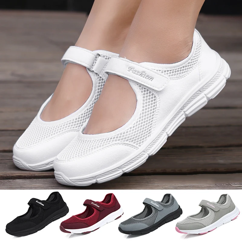Summer Sneakers Women Walking Shoes Slip on Lightweight Breathable Mesh Casual Sneakers Zapatos De Mujer Plataforma Flat Shoes