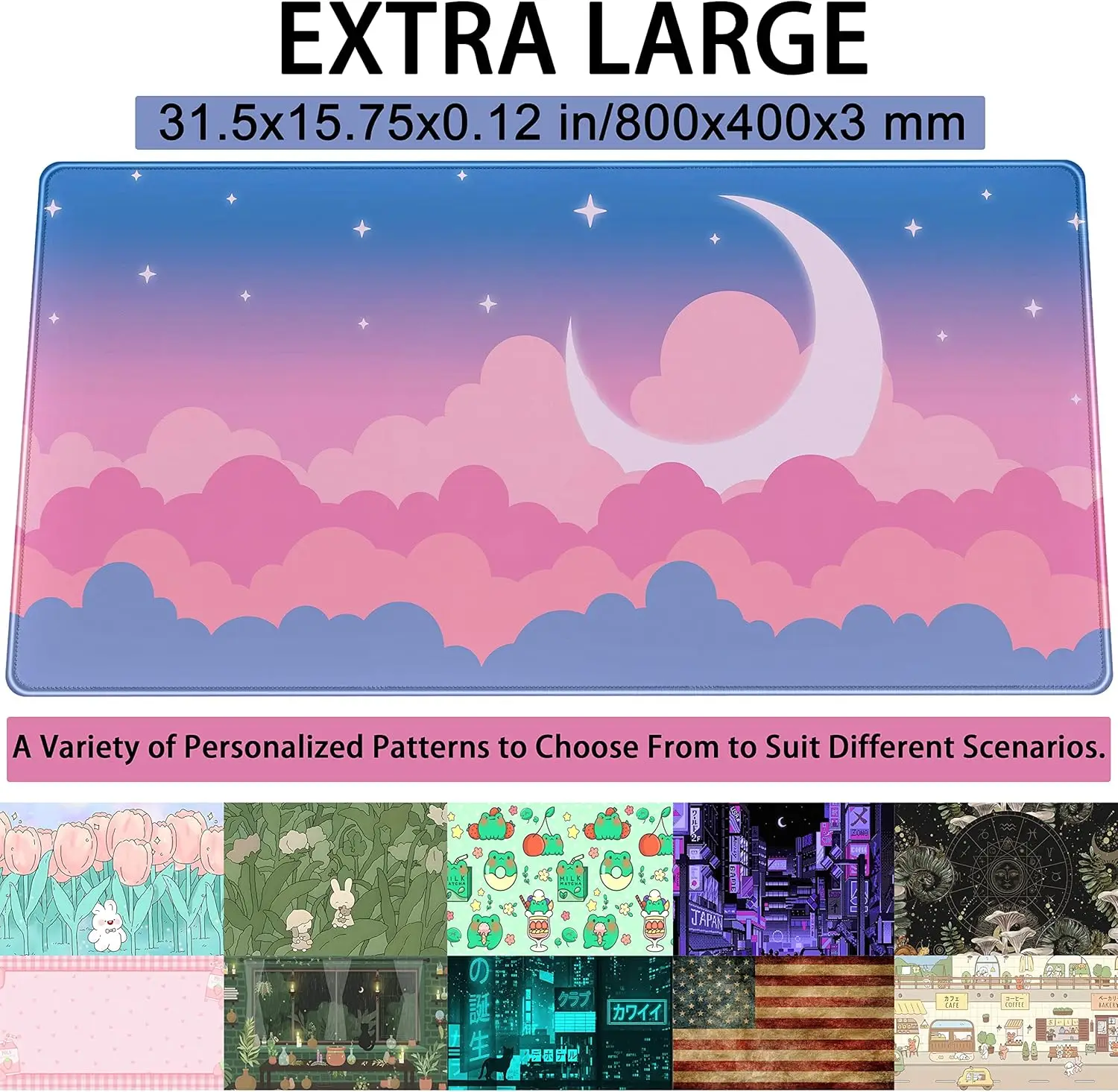 Large Blue Sky XXL Mousepad Cute Clouds Desk Mat Kawaii Pad Gaming Mouse Keyboard Computer for Decor