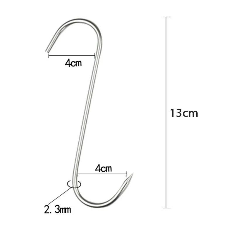 

20Pcs Stainless Steel Hook Bacon Sausage Bold and Long Hook Meat Hook S Hook