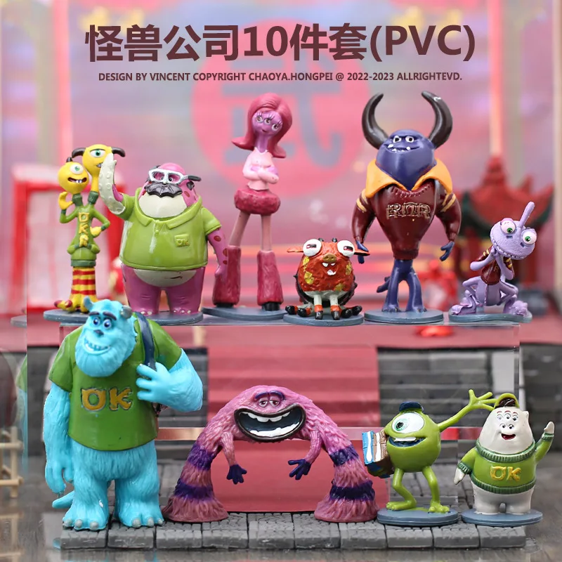 

Kawaii 10pcs/set Monsters University Mike Wazowski James P.Sullivan Cartoon PVC Action Figure Toy Collection Model Dolls