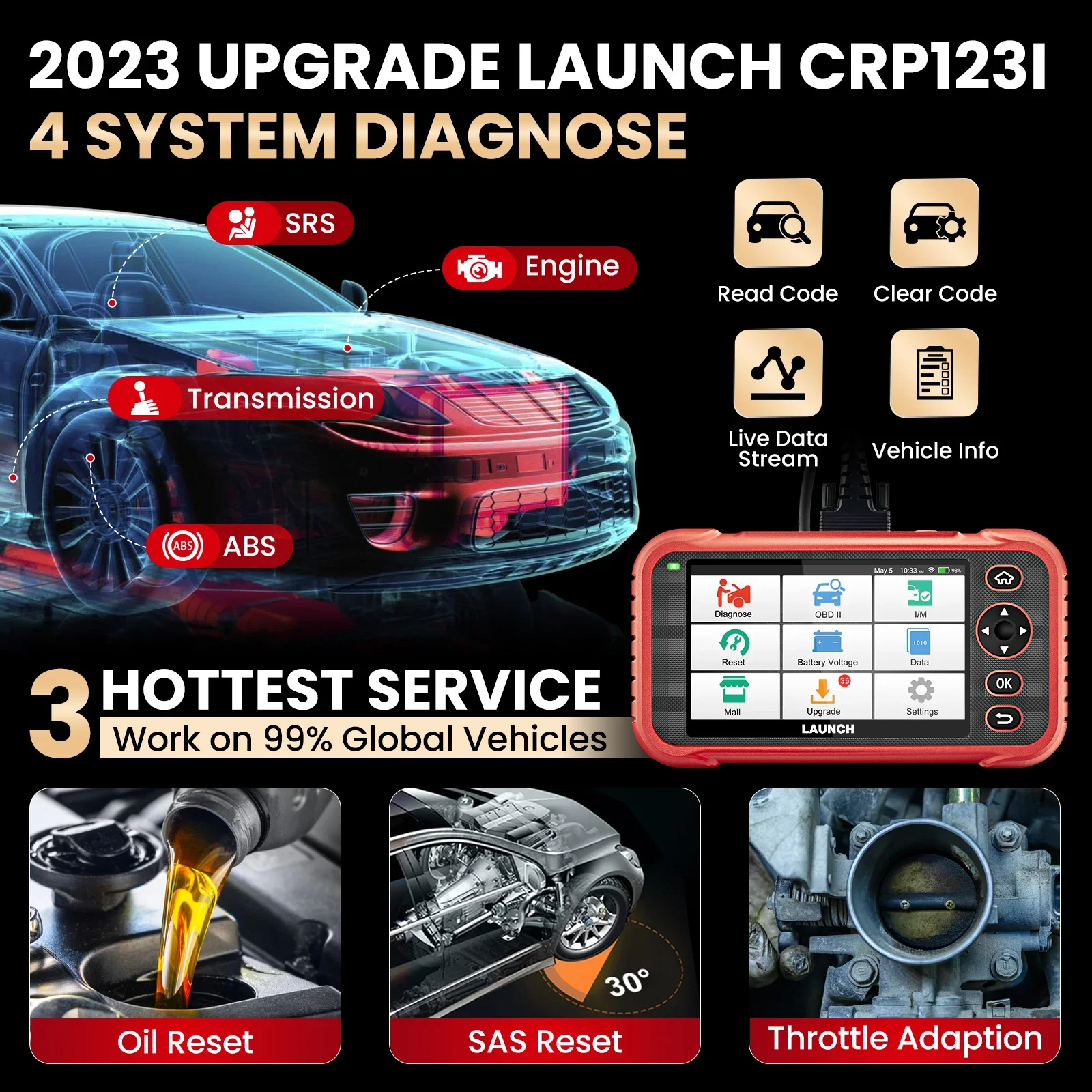2025 Launch CRP123i V2.0 4-системный диагностический инструмент для всех автомобилей сканер