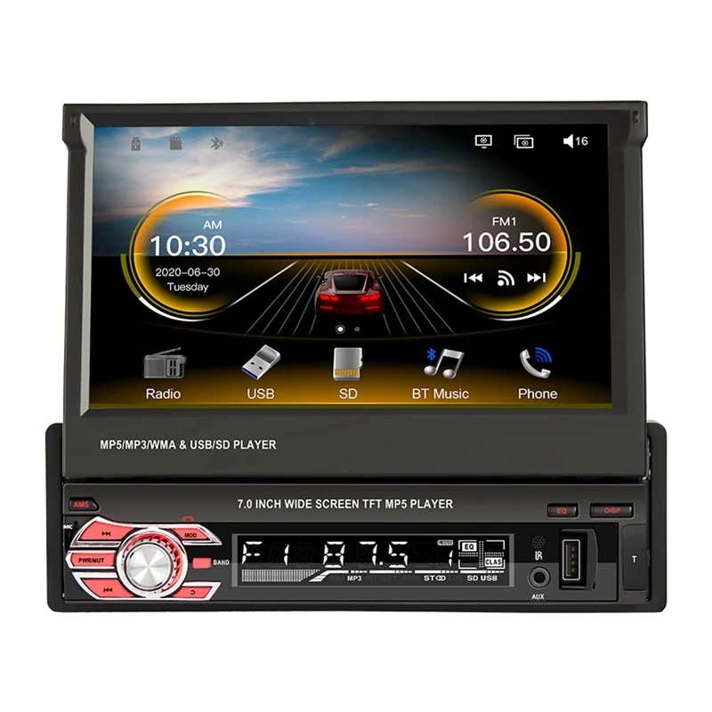 

Car Stereo Single Din With Carplay And Android Auto Bluetooth AHD 7Inch Flip Out Touch Screen Car Radio MP5 Player