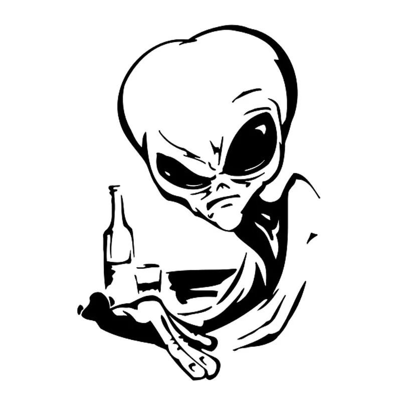 

Creative Alien Drinking Beer Fashion Boutique Sticker PVC High Quality Bumper Body Window Waterproof Decorate Exquisite Decal