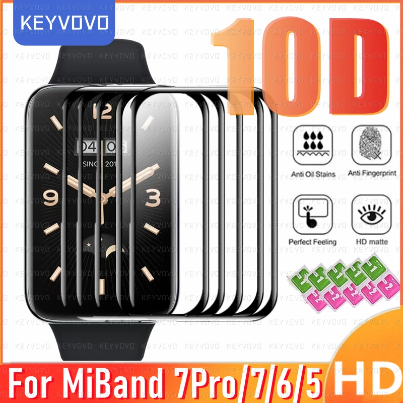 10D Glass Cover for Xiaomi Mi Band 7Pro Screen Protector Protective Film for Xiaomi Smart Band MI6 6 5 7 Pro Bracelet Strap New