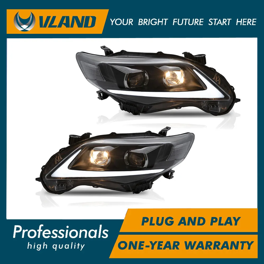 

VLAND Headlamp Car Assembly fit for Toyota COROLLA 2011 2012 2013 Headlight Full LED Headlamp with DRL Turn Signal light