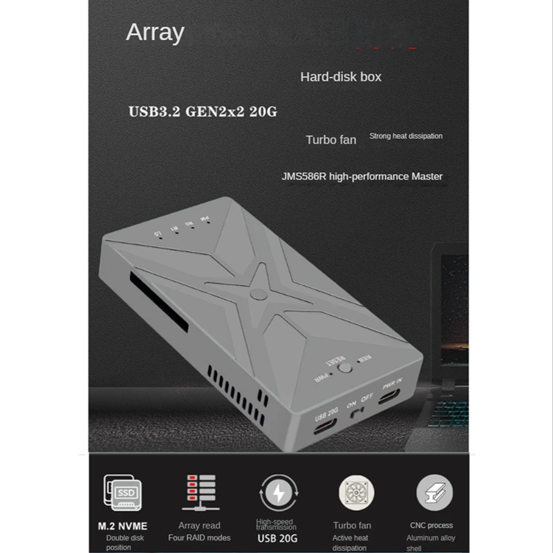 

M.2 NVME SSD RAID, M.2 NVME SSD чехол, USB3.2 GEN2 X2 Type-C ,20 Гбит/с, JMS586R Chip, для M.2 NVME 2230 2242 2260