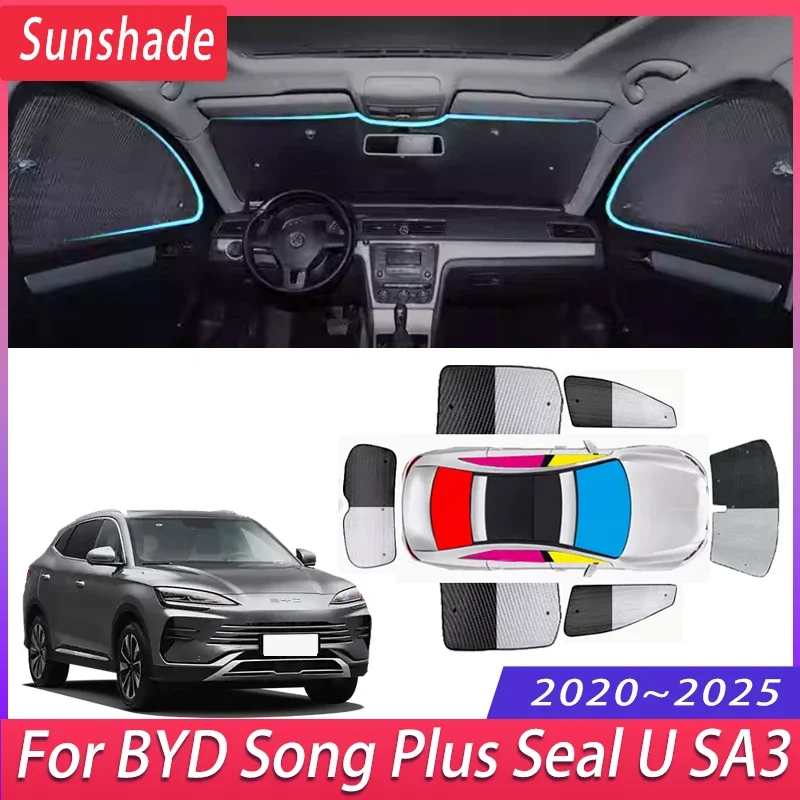 Фото Автомобильный солнцезащитный козырек для BYD Song Plus Seal U SA3 2020 ~ 2025, авто теплоизоляция, защита от солнца, солнцезащитный козырек, аксессуары для лобового стекла №1