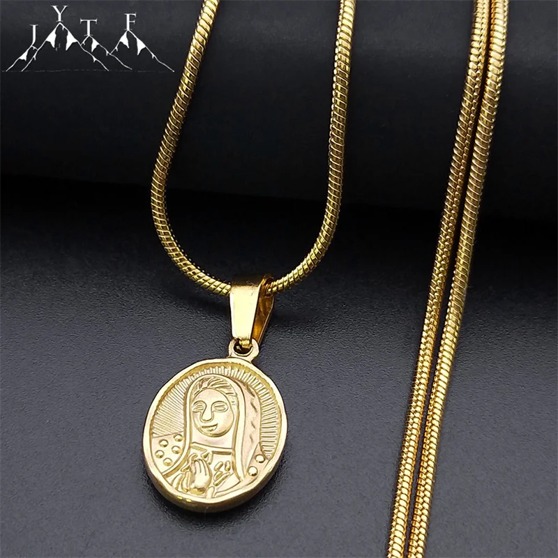 

Blessed Virgin Mary Our Lady Pendant Necklace Women Christian Stainless Steel Gold Color Religious Necklaces Jewelry NXXXXS05