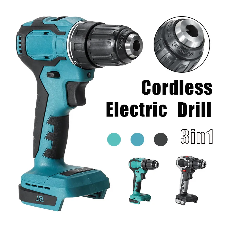 

18V Electric Cordless Brushless Impact Drill Rechargable 13mm DIY Hammer Drill Screwdriver Wrench Power Tool For Makita Battery