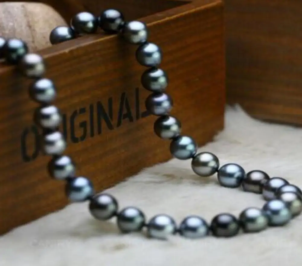 

stunning11-12mm tahitian peacock green multicolor pearl necklace 18inch AAA