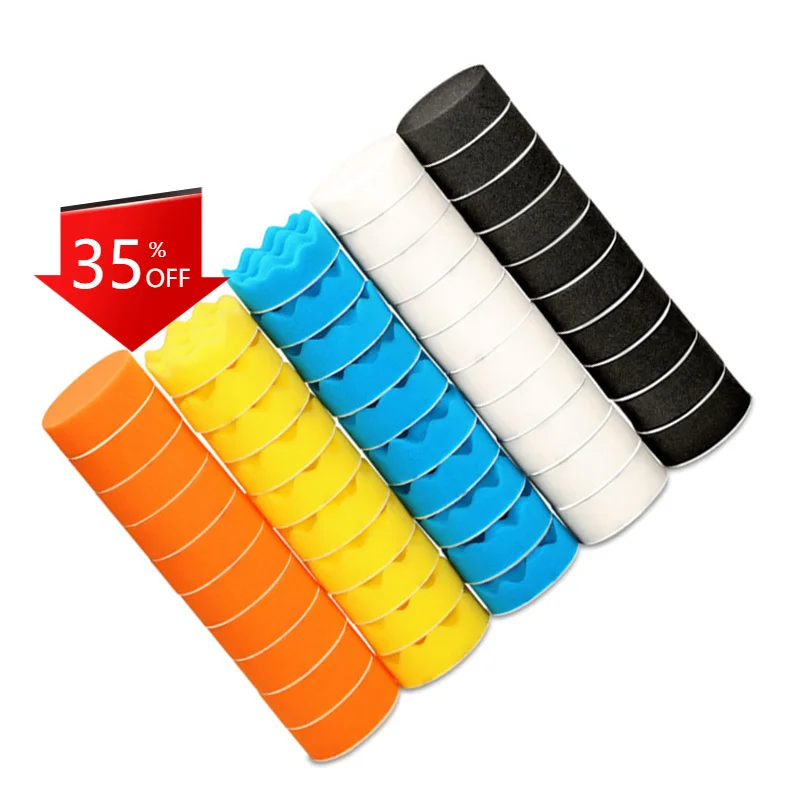 50pcs Polishing Pad 3 Inch/75mm Sponge Buffing Pads Discs Car Polisher Removes Scratches Cleaning Waxing Tool