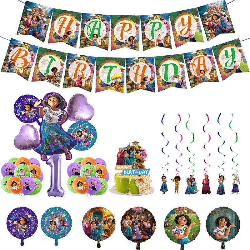 

Disney Encanto Mirabel Cartoon Aluminum Film Balloon Magic Full House Birthday Party Balloons Decoration Background Banner