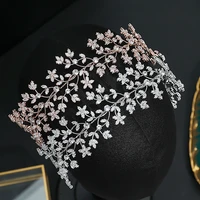slbridal luxury flexible full cubic zircon wedding tiara headband bridal bridesmaids crown cz hair accessories women jewelry