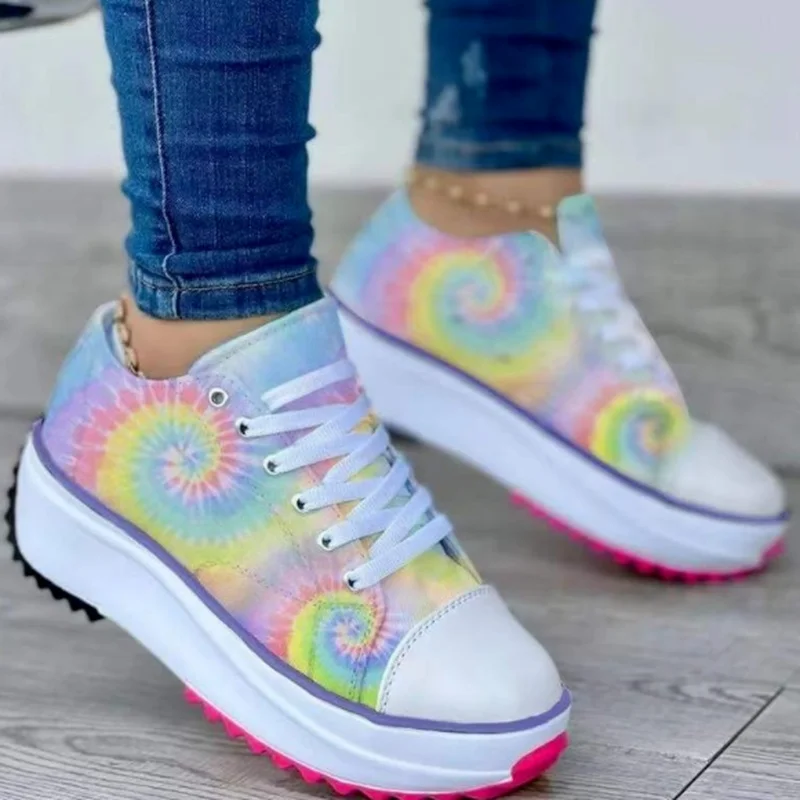 

Women's Floral Canvas Shoes 2022 New Everyday Women's Shoes Pointed Toe Lace Up Casual Platform Shoes Sneakers