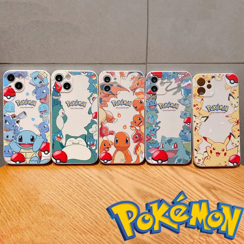

Pikachu Pokemon Phone Case for IPhone 11 12 Pro 13 Pro MAX 8 Plus XS XR XS Max 7 8 6 Cute Cartoon Anti-fall Silicone Case