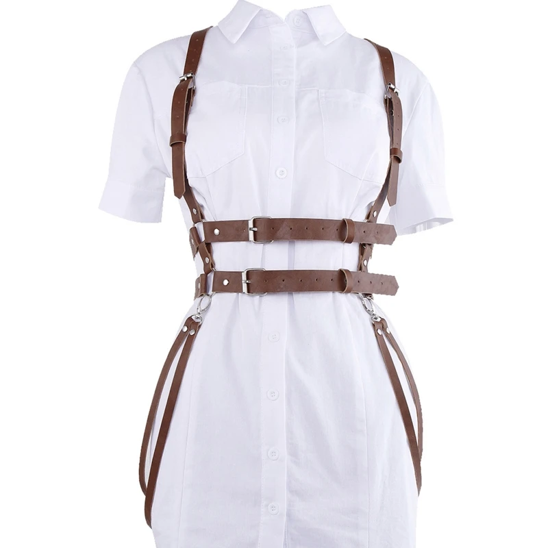 

Leather Suspender Belt Punk Leather Harness Belt Underbust Corset Top With Strap