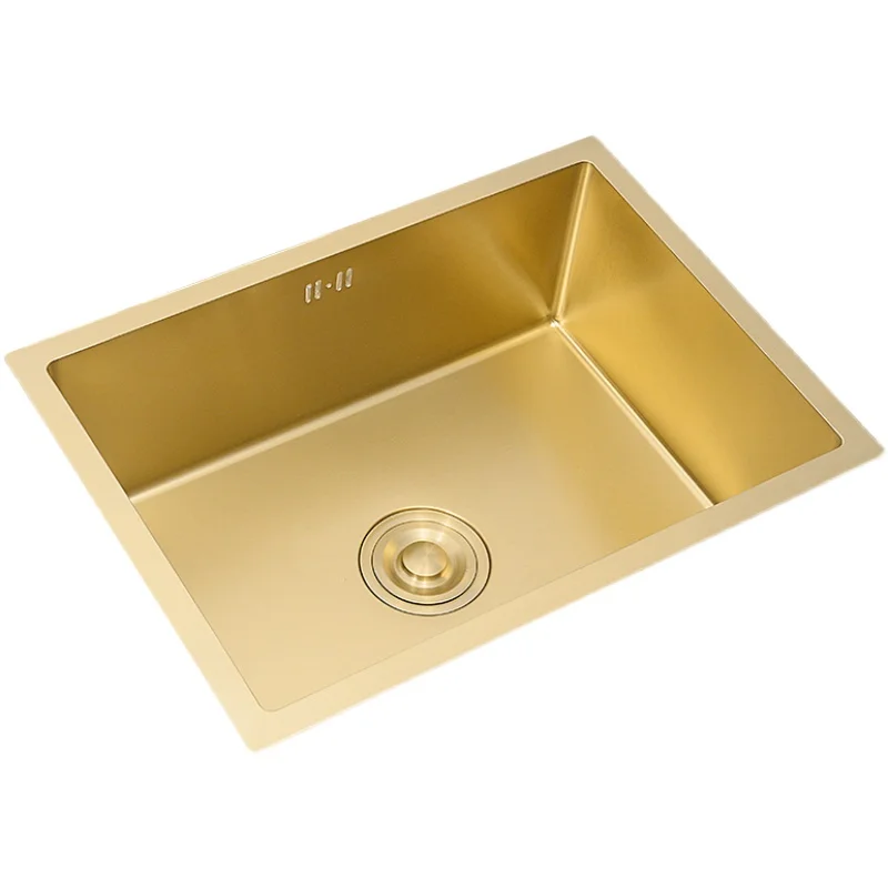 

45x45cm Under Mounted Gold Kitchen Dish Washing Basin Under Counter Basin Large Kitchen Sinks Stainless Steel Kitchen Sink