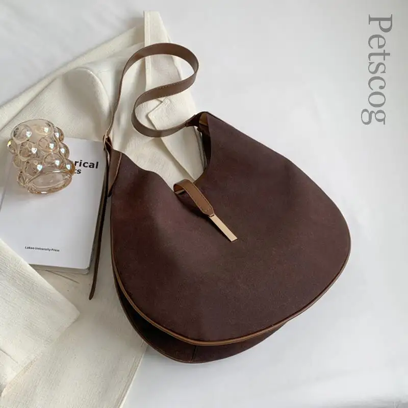 

Вместительная кожаная мягкая сумка на плечо для женщин 2022, однотонные винтажные повседневные сумки через плечо, дорожные сумки в стиле ретр...