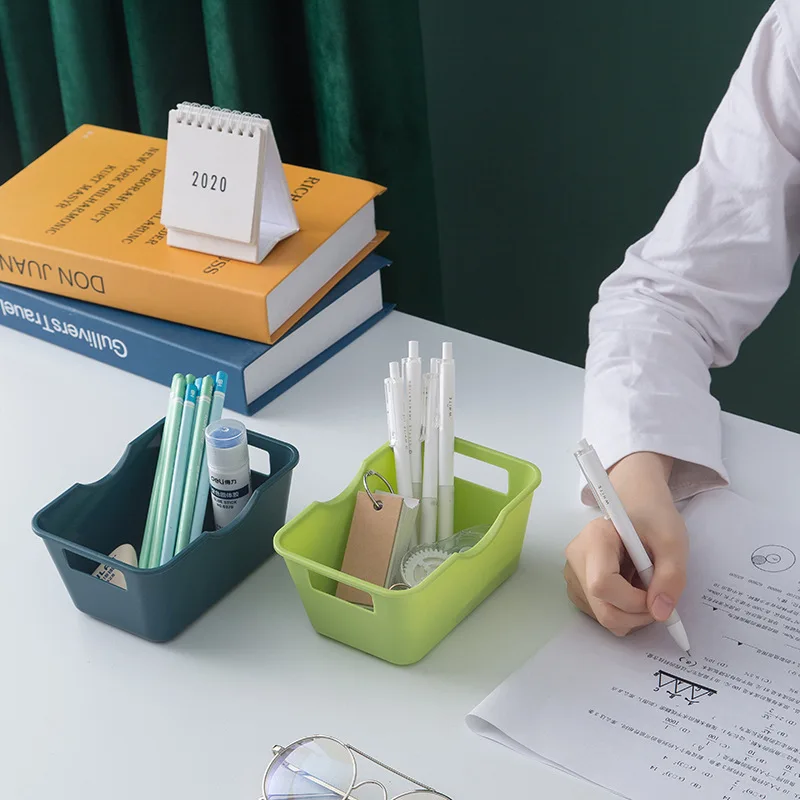 

Household Desktop Storage Box Cosmetic Storage Basket Desk Stationery Finishing Plastic Multi-functional Durable Storages Box
