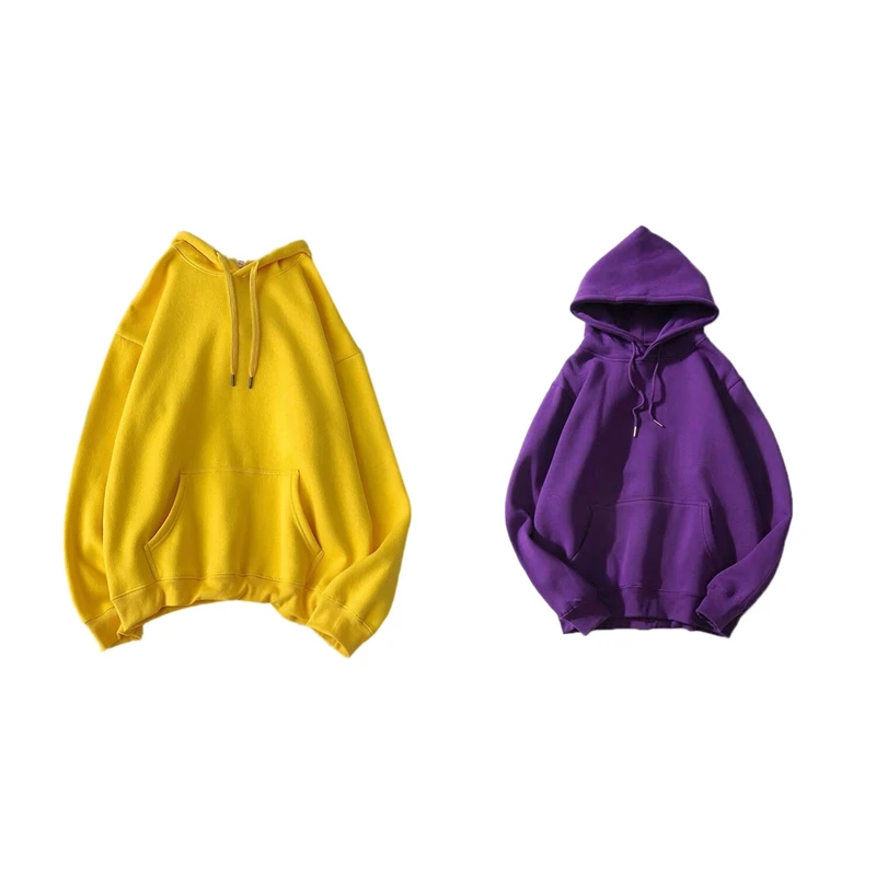 

2 Pcs Women Winter Hoodies Oversized Unisex Couple Sweatshirts Harajuku Hooded Men Women Hoody Tops M, Yellow & Purple