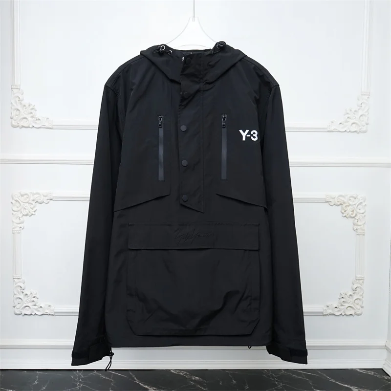 

Yohji Y-3 Yamamoto Spring And Autumn Printing Embroidery Workwear Hooded Sweater Drawstring Men's Pullover Trench Coat