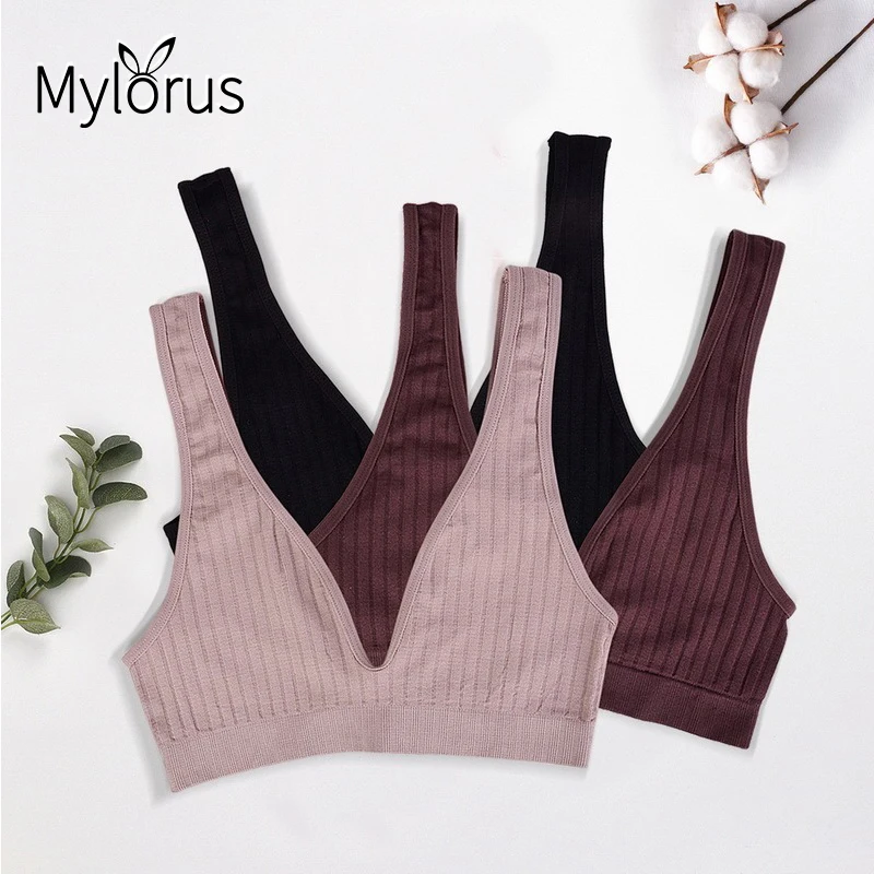 

Deep V Sexy Bra Top women Sports Bras Plunge bra Seamless crop tops women's Underwear Backless Bralette Female bras топ женский