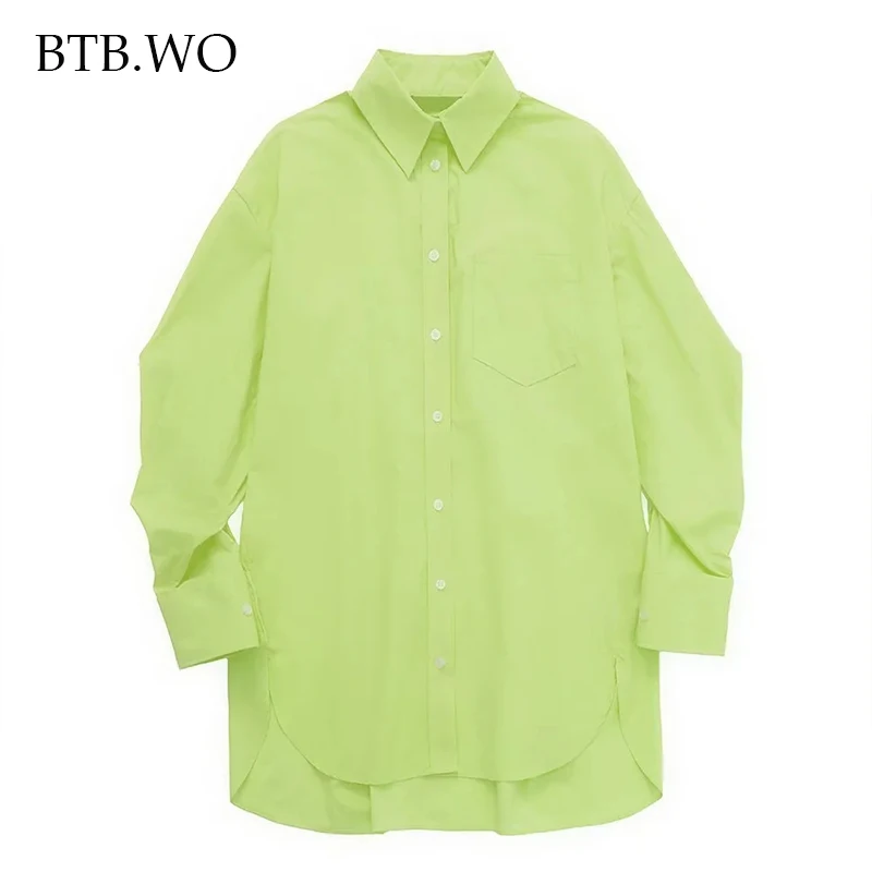 

Блузка BTB.WO Za en женская с принтом, летняя Свободная рубашка с длинным рукавом, топ, блузки и рубашки