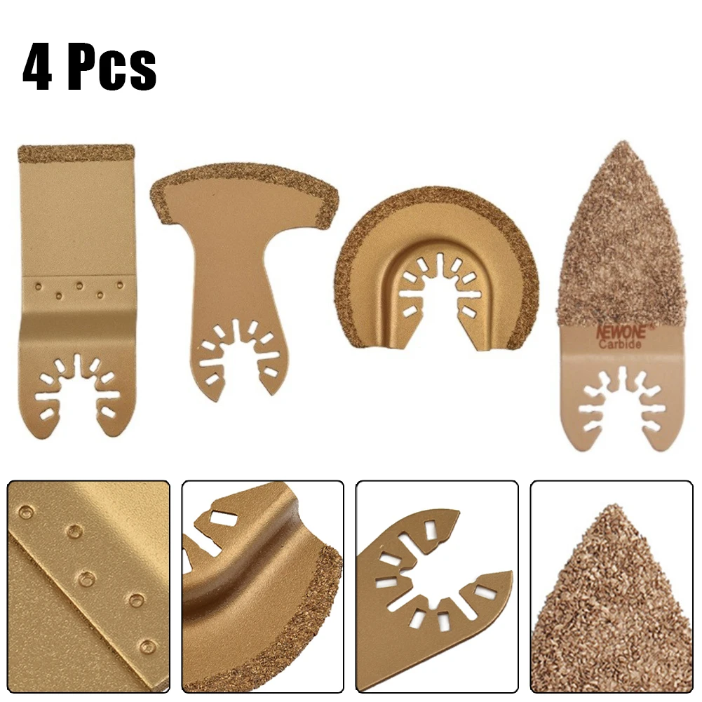 4pcs/Set Carbide Oscillating Tool Quck-release Saw Blades Multi-tool Power Renovator Trimmer Saw Blades For Tail Bath