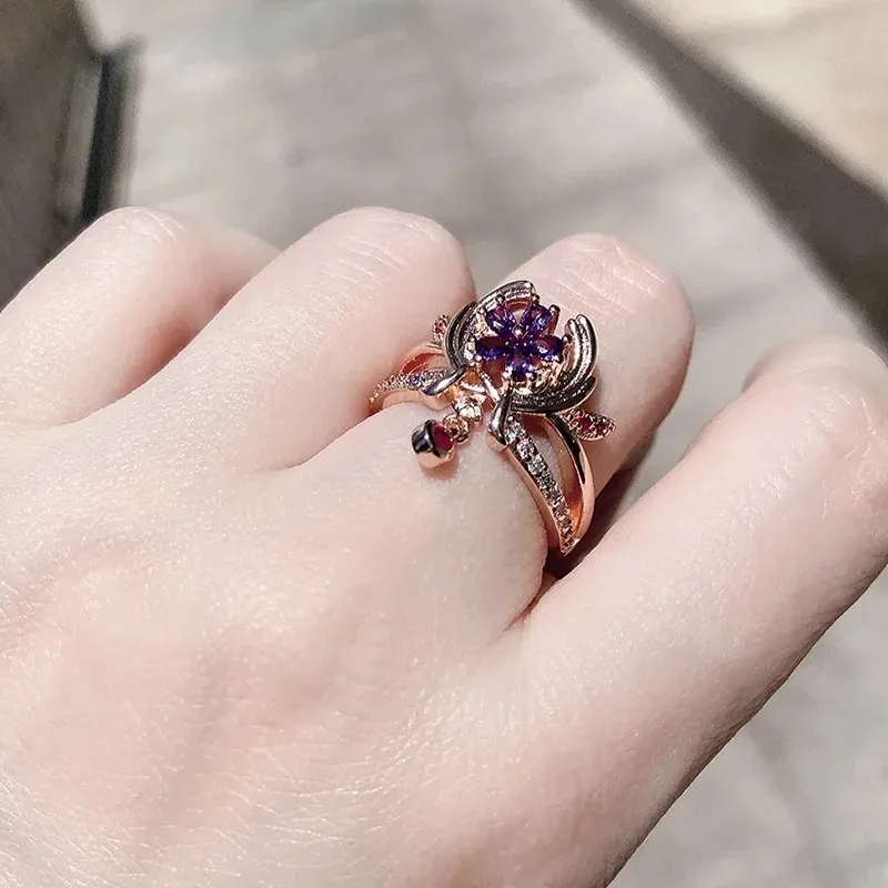 Кольцо для косплея Game Genshin Impact Yae Miko регулируемое Открытое кольцо с подвеской на