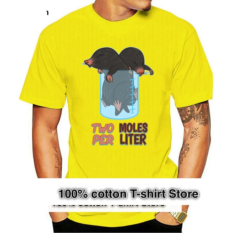 Brand Two Moles Per Liter Chemistry Science Funny Seals T-Shirt Men Short Sleeve T-Shirt