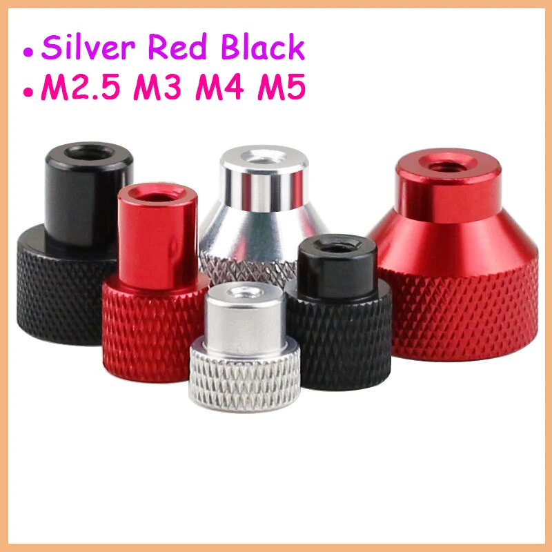 Купи 1/2/5pcs Aluminum Alloy Blind Hole Knurled Hand Nut Machine Thread Nut Hand Wheel Adjusting Nut M2.5 M3 M4 M5 за 34 рублей в магазине AliExpress