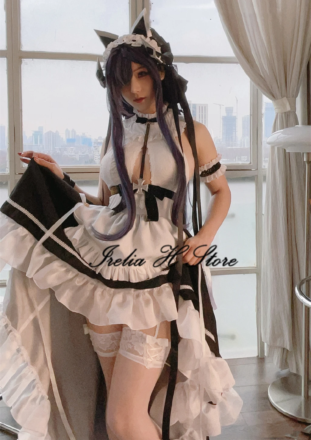 

Irelia H Store индивидуальный косплей костюм горничной азурной Лейн Август вон парсевал сексуальное платье горничной Август высокое качество с р...