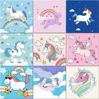 chenistory cartoon painting by numbers for kids handpainted rainbow pony animals paint for painting wall art home decor