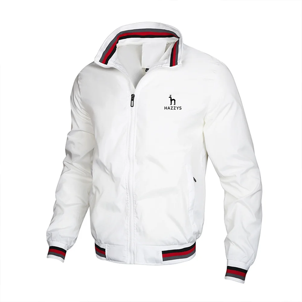 Men's thin coat  HAZZYS jacket printed polyester fiber print Spring Autumn casual outdoor sports golf top lapel zippered Jacket