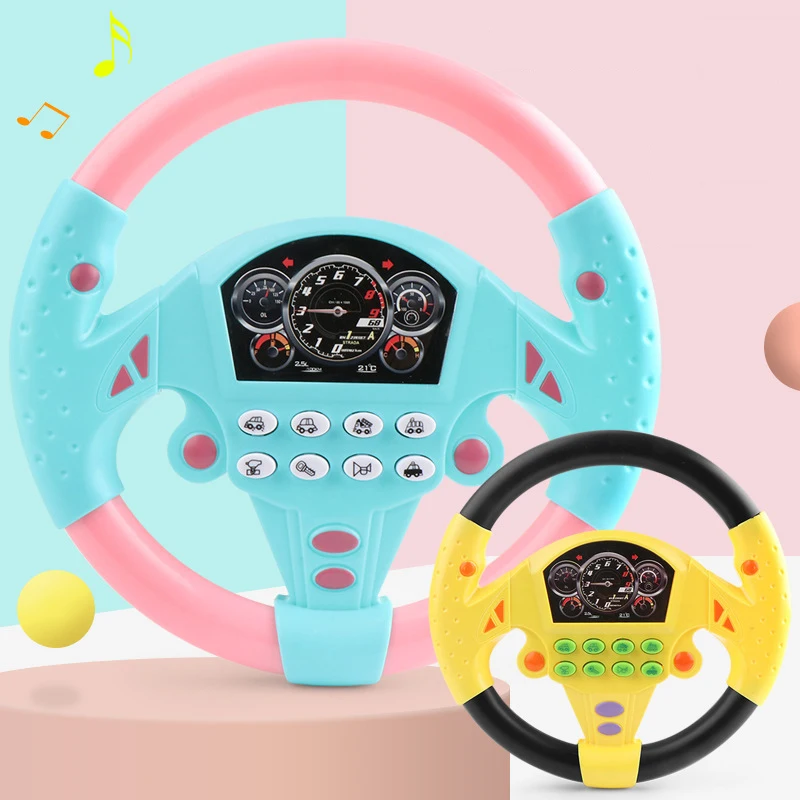 Steering Wheel Vocal Toys Eletric Simulation Steering Wheel Toy with Light Sound Baby Kids Musical Educational Copilot Stroller