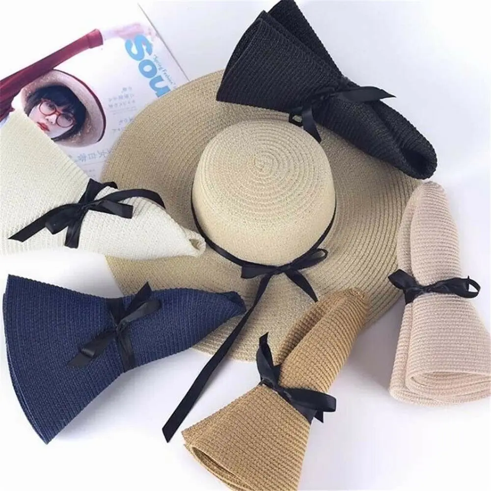

Women Portable Big Wide Brim Foldable Sun Hat Beach Hat Straw Cap Visors