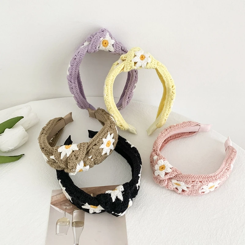 

Fresh Style Summer Spring Headband Hair Hoop Crochet Style Wide Brim Headpiece Women Hair Band Photoshoot Costume Props