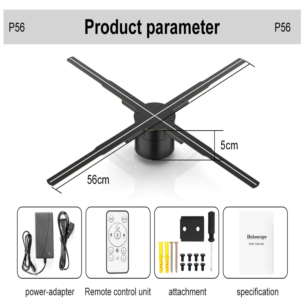 

56 см 3D голограмма проектор вентилятор Wi-Fi реклама логотип свет светодиодный знак голографическая лампа поддержка нескольких сращивания синхронизация