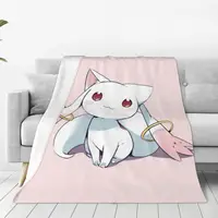 Kyubey Puella Magi Madoka Magica Flannel Blanket Awesome Throw Blanket for Bed Sofa Couch 150*125cm