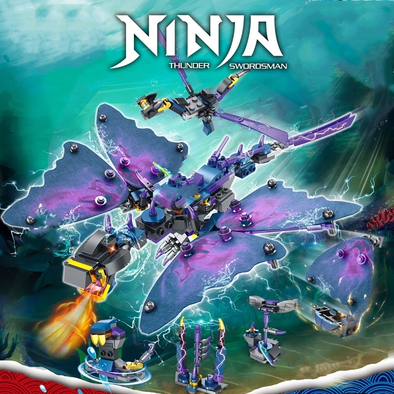 

374PCS 8 IN 1 Ninja Sea Ocean Dragons Knight Swordsman Model Figures Building Blocks Kids Toys Bricks Gift for Children Boys