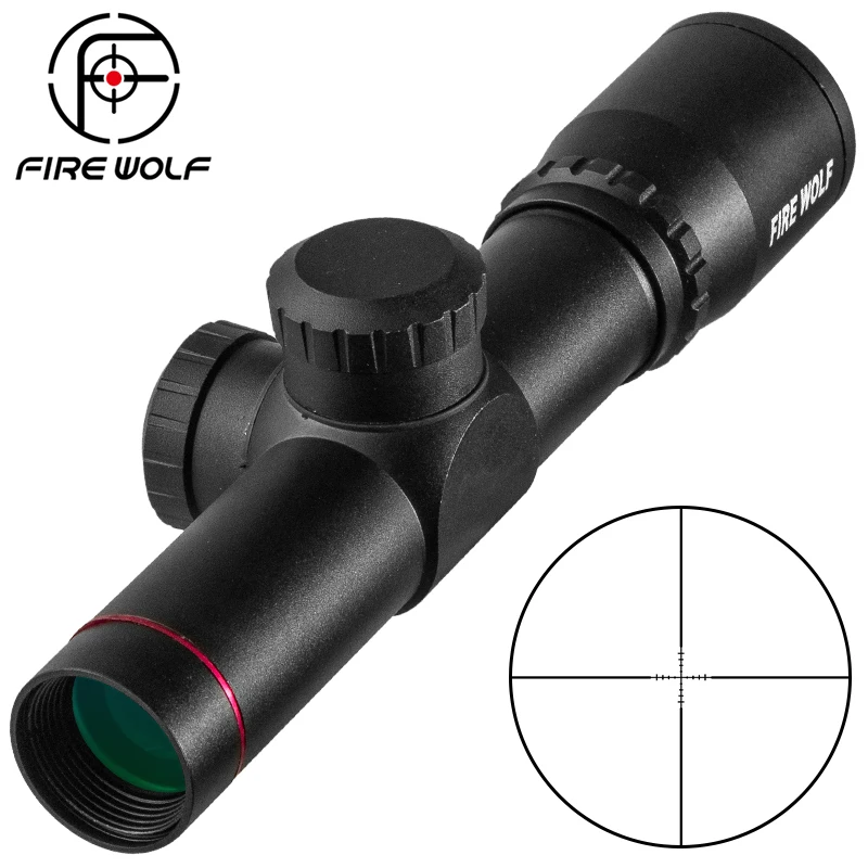 

Fire Wolf 4.5X20 Tactical Compact Hunting Rifle Scope Optische Zicht P4 Richtkruis Riflescope Met Flip Open Lens caps Ringen